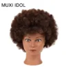 Afro Mannequin Head 100% Real Hair Traininghead Styling Head Braid Hair Dolls Head for Practicing Cornrows and Braids 6inches