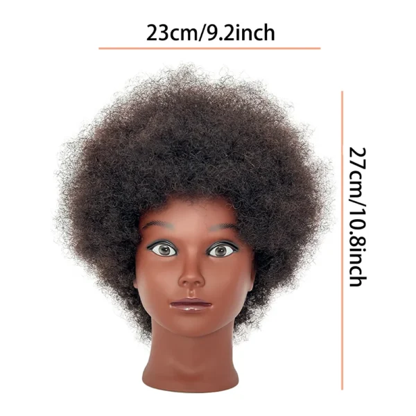 8" Afro Curly 100% Human Hair Mannequin Head – Styling & Braid Training Head for Cornrows, Twists & Braids