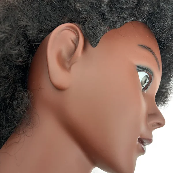 8" Afro Curly 100% Human Hair Mannequin Head – Styling & Braid Training Head for Cornrows, Twists & Braids