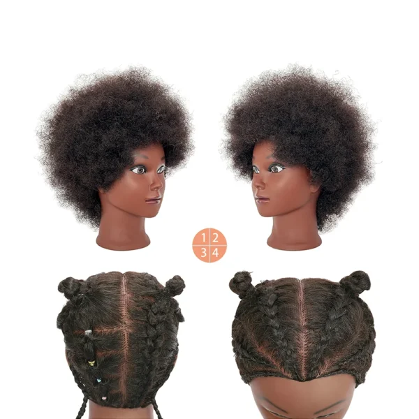 8" Afro Curly 100% Human Hair Mannequin Head – Styling & Braid Training Head for Cornrows, Twists & Braids