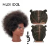 8" Afro Curly 100% Human Hair Mannequin Head – Styling & Braid Training Head for Cornrows, Twists & Braids